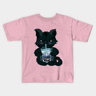 Cat boba tea Kids T-Shirt